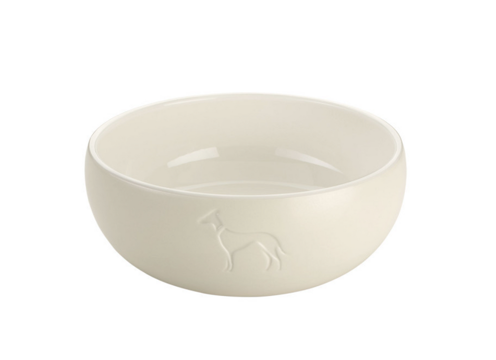 Cream ceramic dog bowl by Hunter